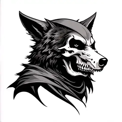 Grim Reaper Head With A Wolf Cloak