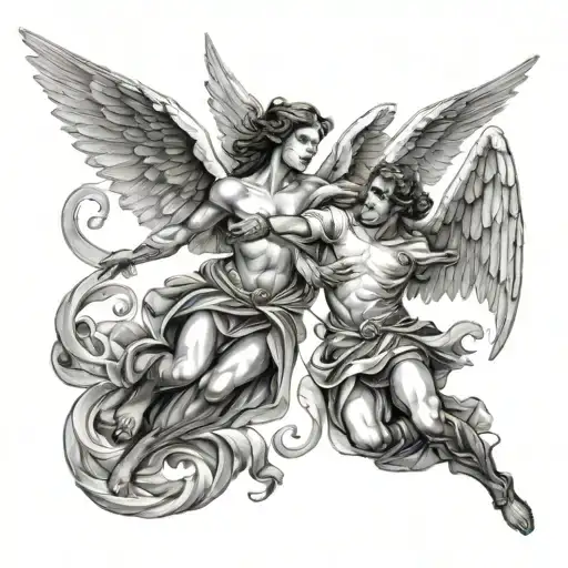 Angel Trying To Catch Another Angel