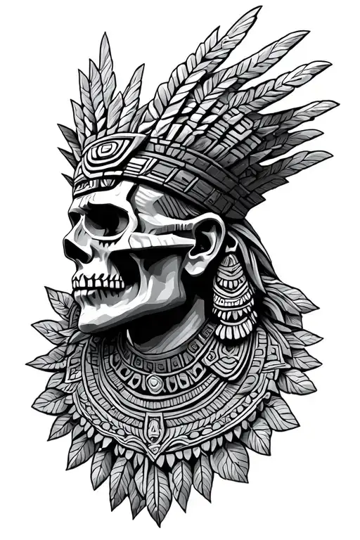 Life And Death Aztec Head Statue Head