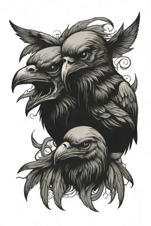 Two Headed Crow Skull Face