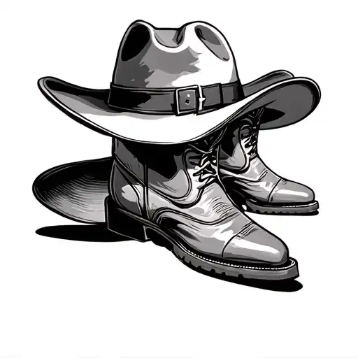 Cowboy Boots With Cowboy Hat Laying On Top