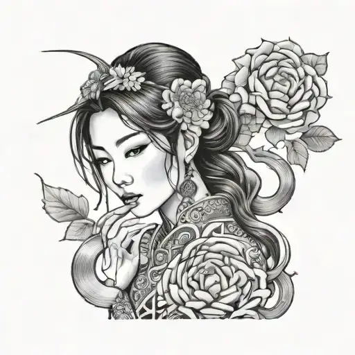 Asian Women Holding Sowrd