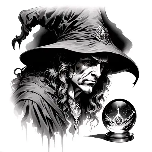 Wizard Looks Into A Crystal Ball