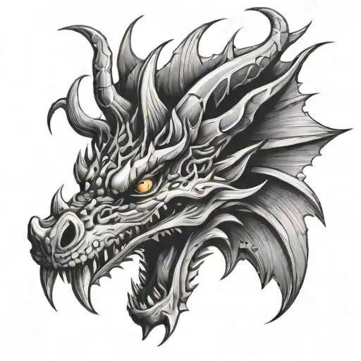 Dragon Head And Flame Shaped Rays