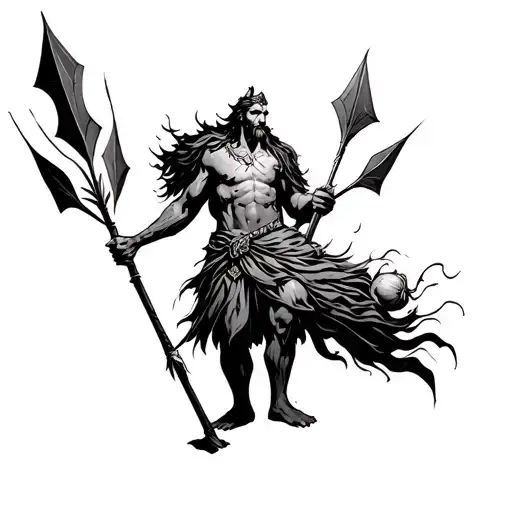 Slavic God A Scraper With Hunting Onions And Arrows Standing In The Wind