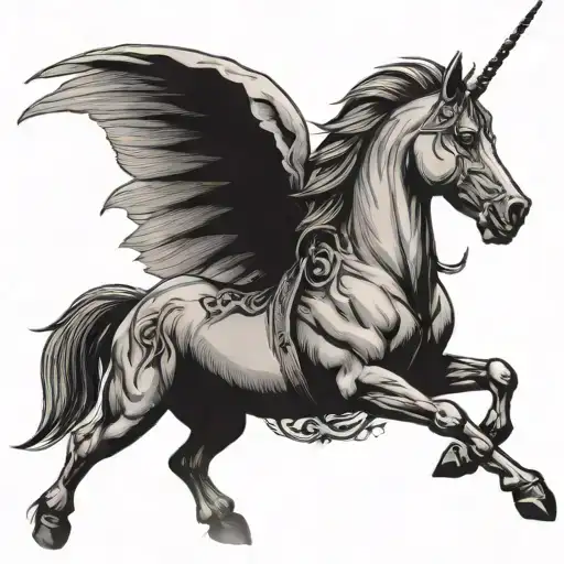 Evil Muscular Unicorn Rearing Up