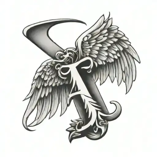 Letter A With Angel Wings Spread Wide