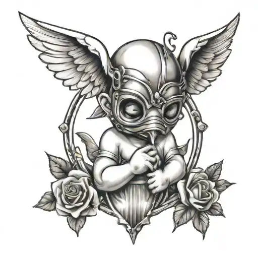 Baby Cupid Wearing A Plague Mask