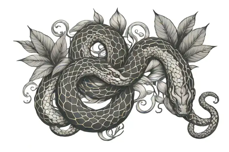 Snake With Liana Vines Growing