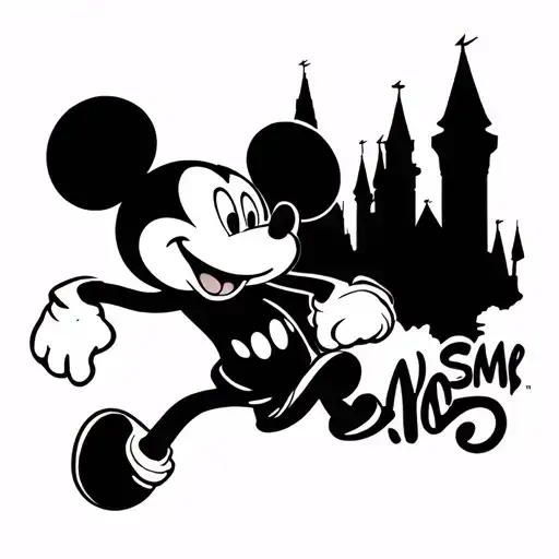 Mickey Mouse Running Through Disney World Map