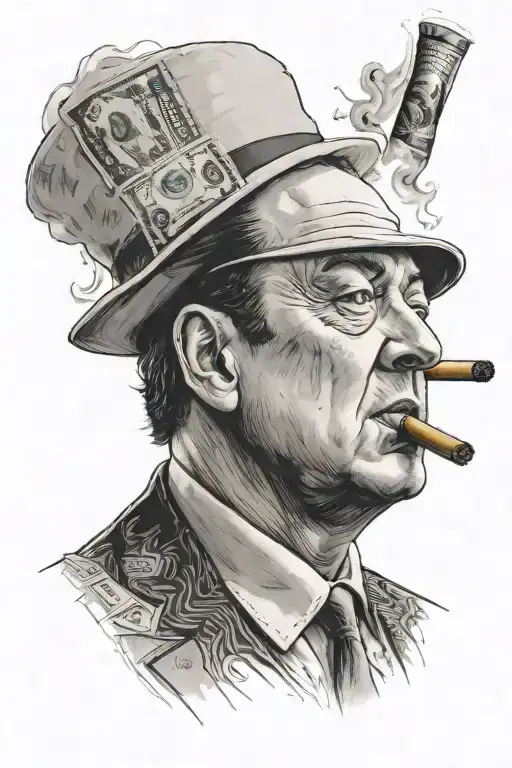 Tony Soprano Smoking Cigar Around Money