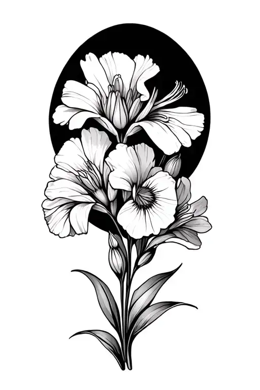 Iris And Aster And Sweet Pea Flower Boquet