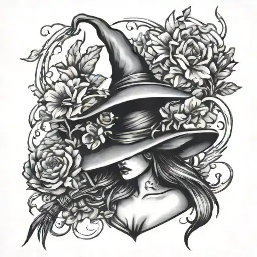 Witch Broom And Flowers