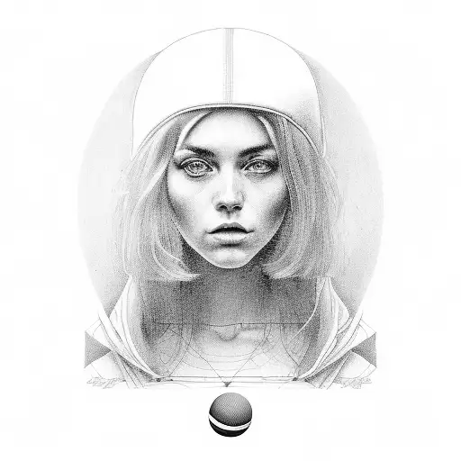 A Portrait Of Paula Badosa In A Tennis Ball Frame