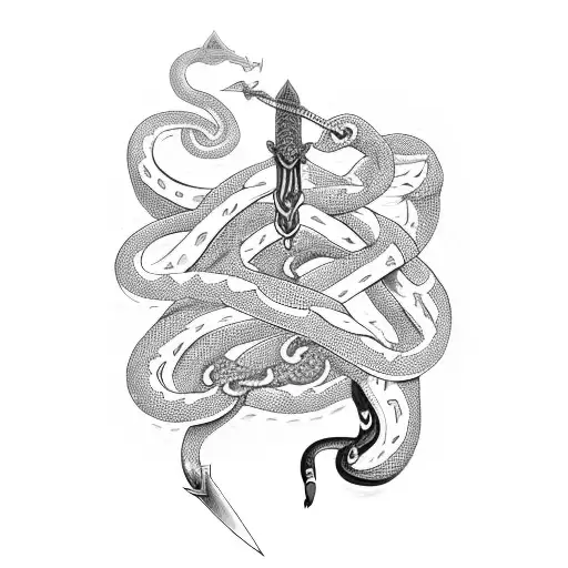 Swords With Snake And Chains