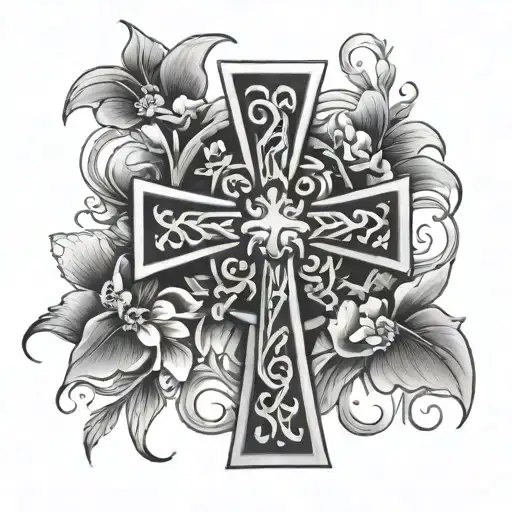 Irish Cross And Flowers