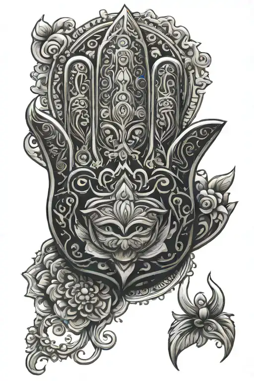 Buddhist Temple Hamsa Hand Adorned