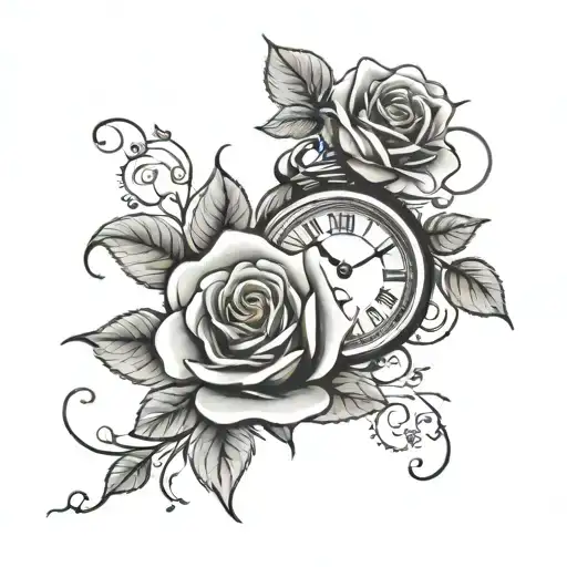 Clock And Roses