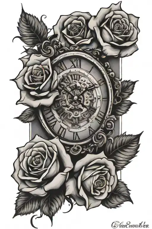 Clock And Roses