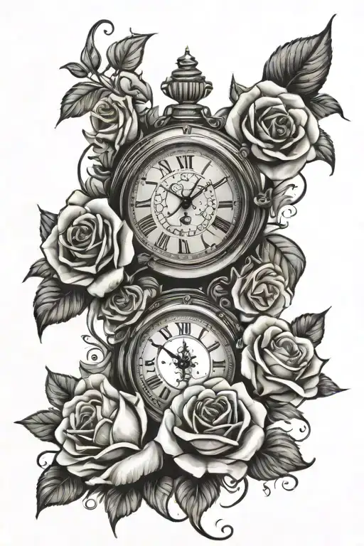 Clock And Roses