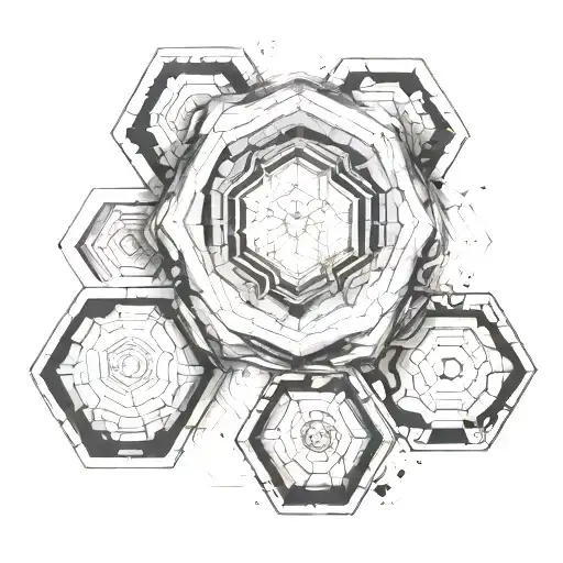 Different Size Hexagon Faded