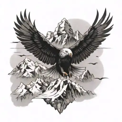Gothic Eagle Flying Over Everest Landscape Created Minimal