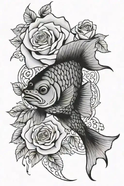 Forearm Fish Scales And Roses