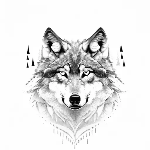 Wolf With Hydrangeas