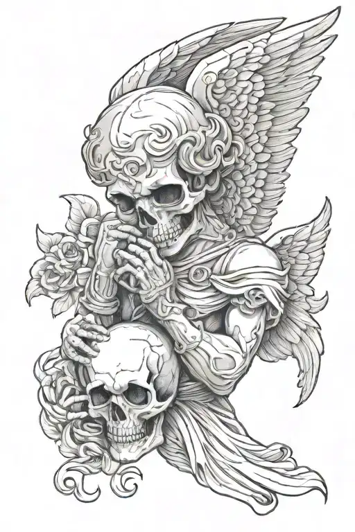 Angel Holding A Skull Head