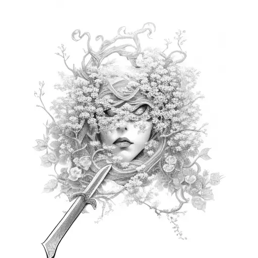 A Sword Covered In Delicate Flower Vines