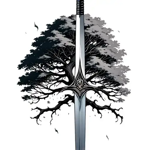 Tree And Sword Intertwined