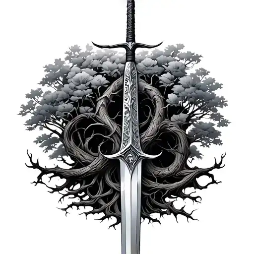 Family Tree And Full Sword Intertwined