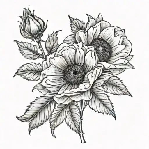 Rose Lavender Poppy Sunflower On Back