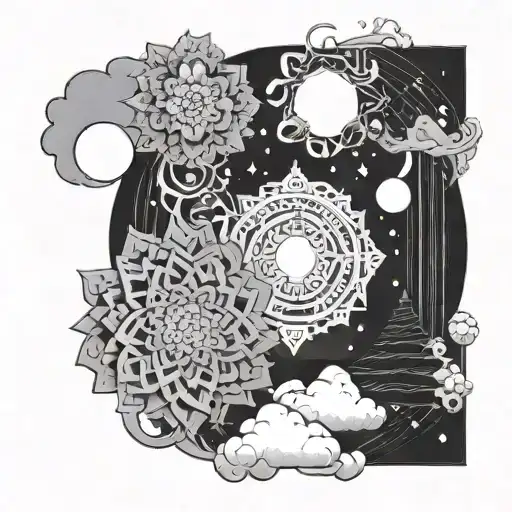 Japanese Cherry Mandala Ancient Egypt Paris Wave Cosmic Cloud Stars Planet Moon