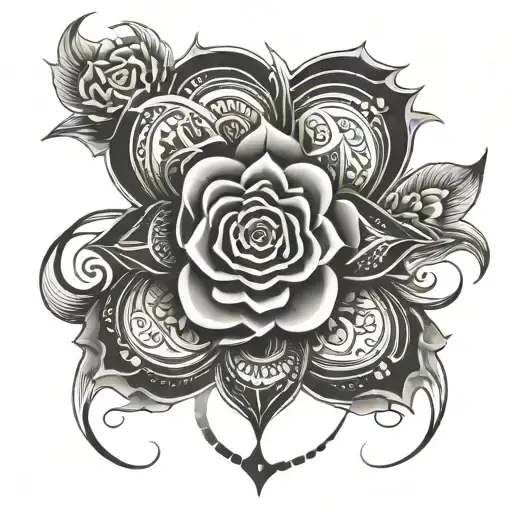 Unalome With Gratitude Symbol Intertwined