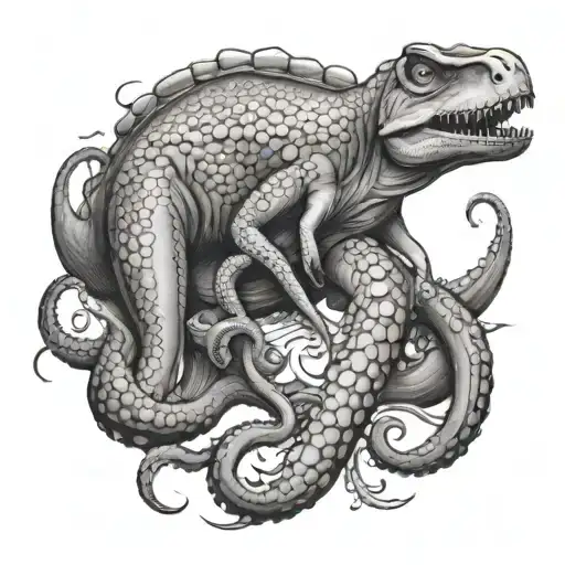 Octopus Cuddling T Rex