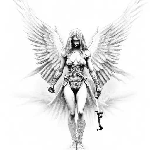 Angel Standing Over Demons