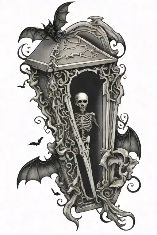 Spooky Coffin With Bats
