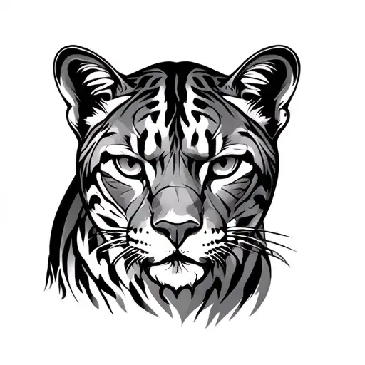 Cougar Frontal Line Art