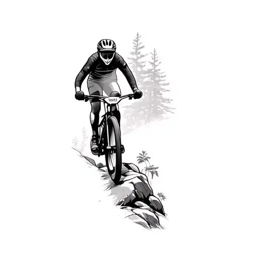 Downhill Mountain Bike Through A Rock Garden Scene