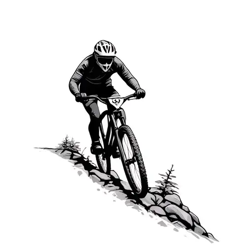 Downhill Mountain Bike Through A Rock Garden Scene