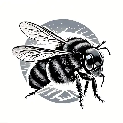 Bee With Forest Mountains Sun