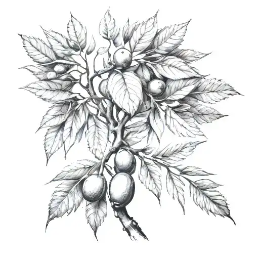 Hazel Tree Next To An Olive Branch