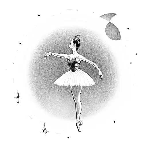 Ballerina Dancing Gracefully On The Beach Under A Moonlit Sky