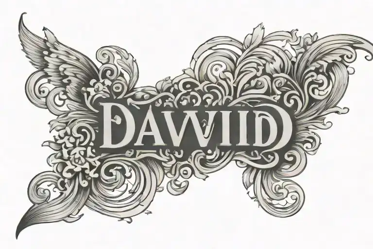 Name David In Cyrillic The First And Last Letters Are Connected By A Line
