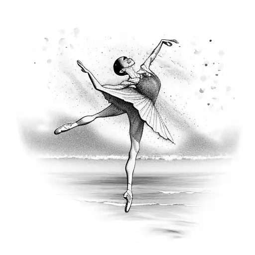A Ballerina Gracefully Leaping Over Crashing Waves On The Beach