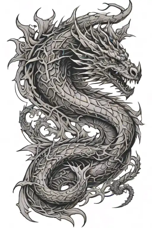 Spine Vertical Dragon And Line Art Tattoo Designs Inspired