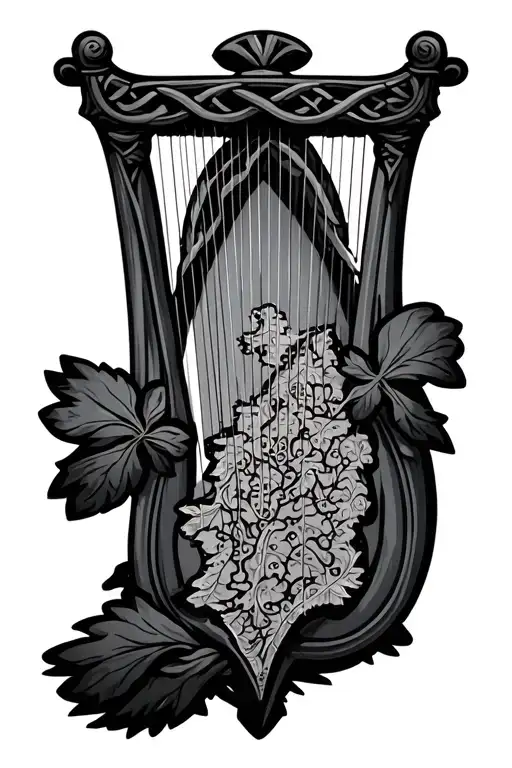 Ireland Map Harp Celtic