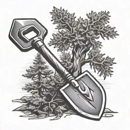 Spade Shovel Blade With The Shovel Handle Turning Into A Spruce Tree