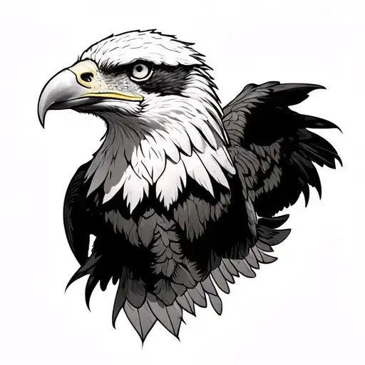 Womb Tattoo Featuring A Bald Eagle